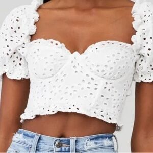 For Love And Lemons White Crop Top